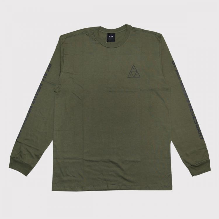 Camiseta HUF Longsleeve Essentials Military Green