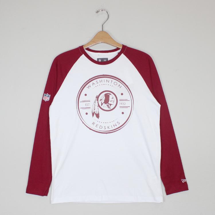 Camiseta Manga Longa New Era NFL Washington Red Skins Branca/Bordo