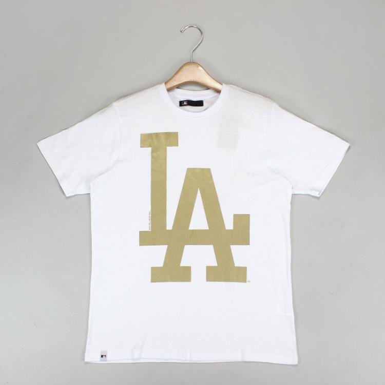 Camiseta New Era Los Angeles Dodgers Branca/Dourado