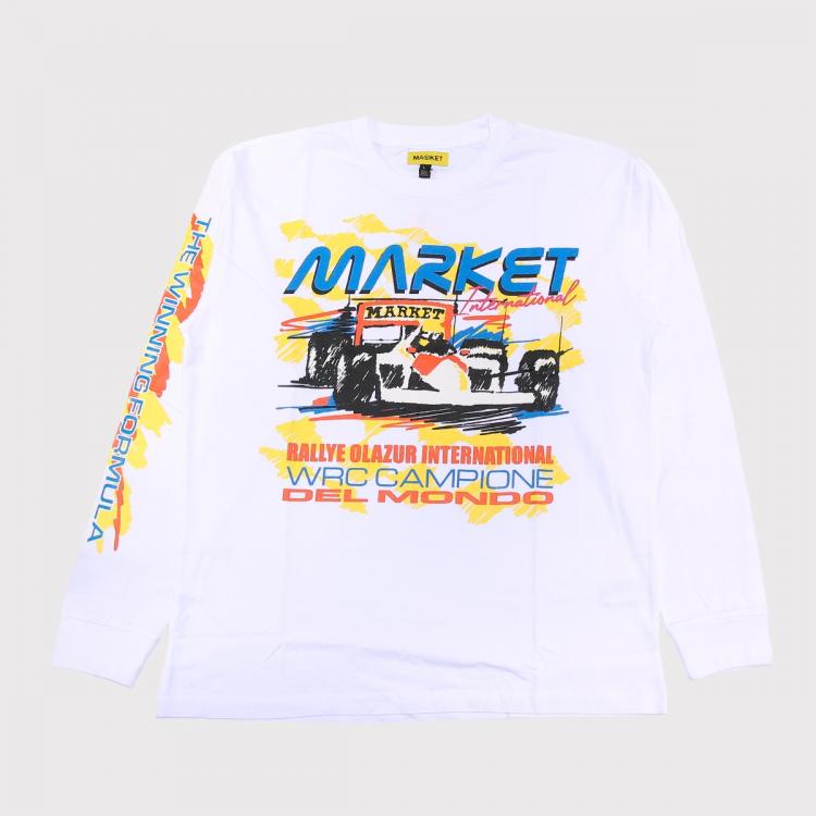 Camiseta Market Racing Stripe Longsleeve White