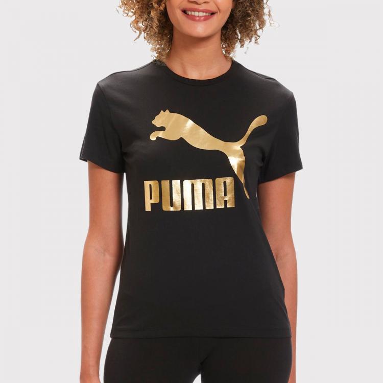 Camiseta Puma Classics Logo Black Gold