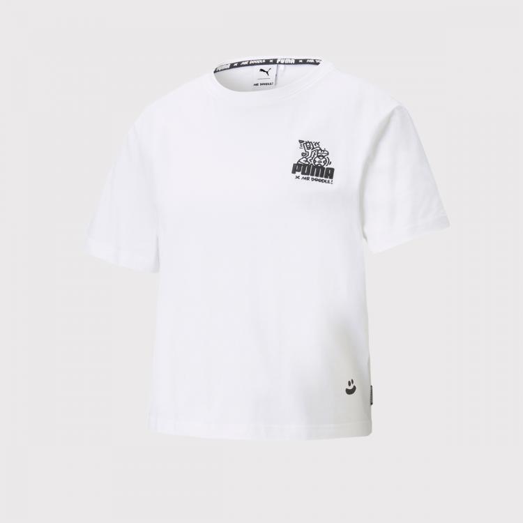 Camiseta Puma Cropped X Mr Doodle Branco