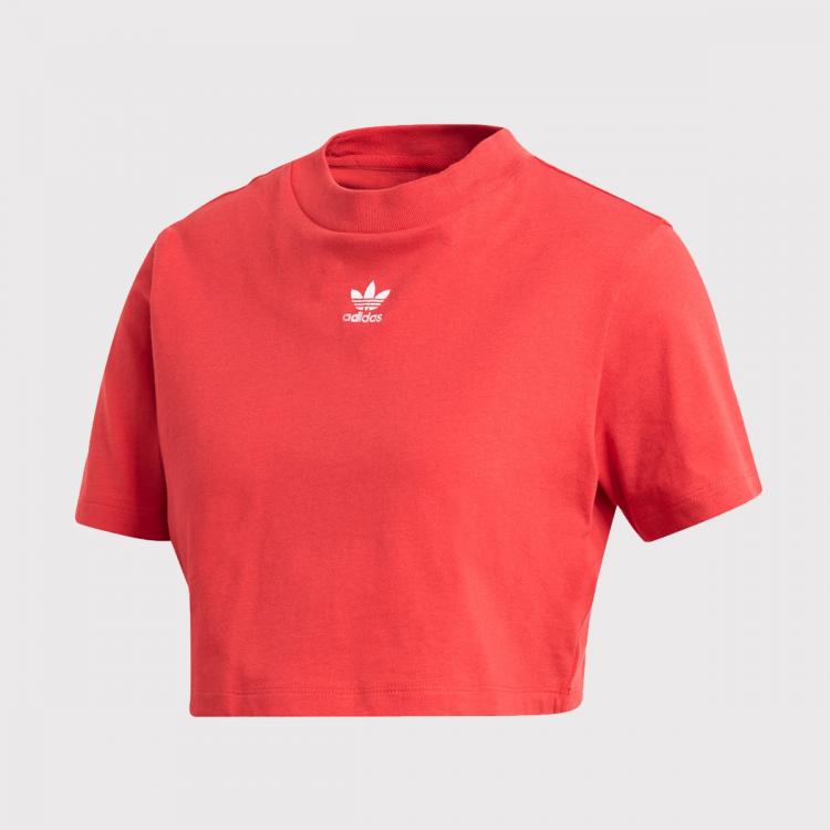 Camiseta Adidas Cropped Trefoil Essentials Vermelho