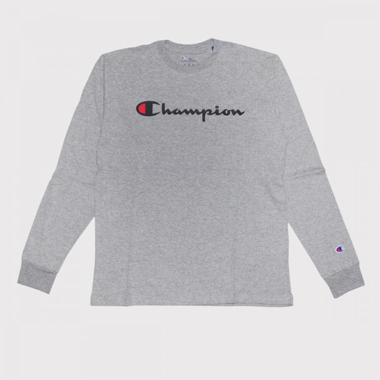 Camiseta Champion Longsleeve Silk Logo Oxford Gray