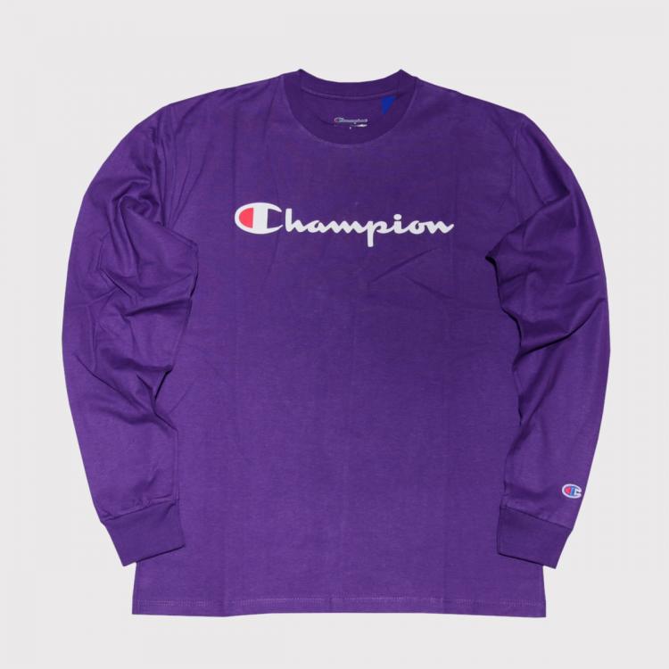 Camiseta Champion Longsleeve Silk Logo Purple