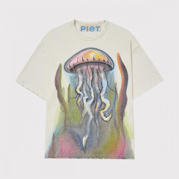 Camiseta Piet Jelly Fish Air Brush Bone White