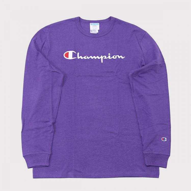 Camiseta Champion Script Longsleeve Roxo