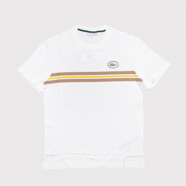 Camiseta Lacoste Farine Patch Striped White