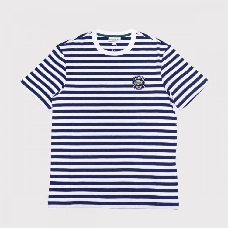 Camiseta Lacoste Patch Striped Blue White