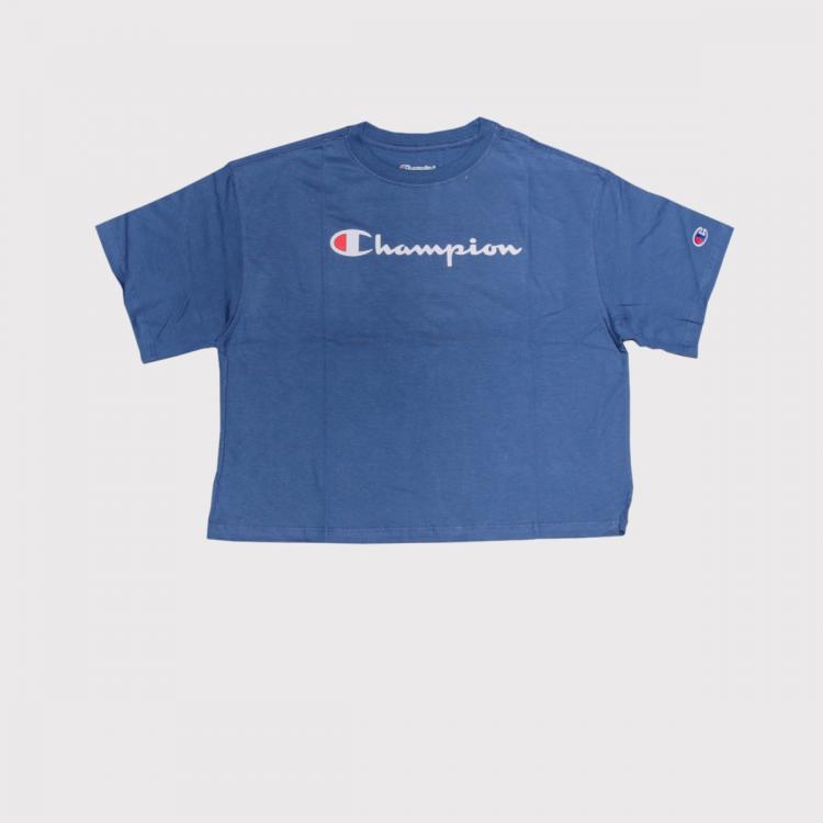 Camiseta Champion Cropped Logo Silk Navy