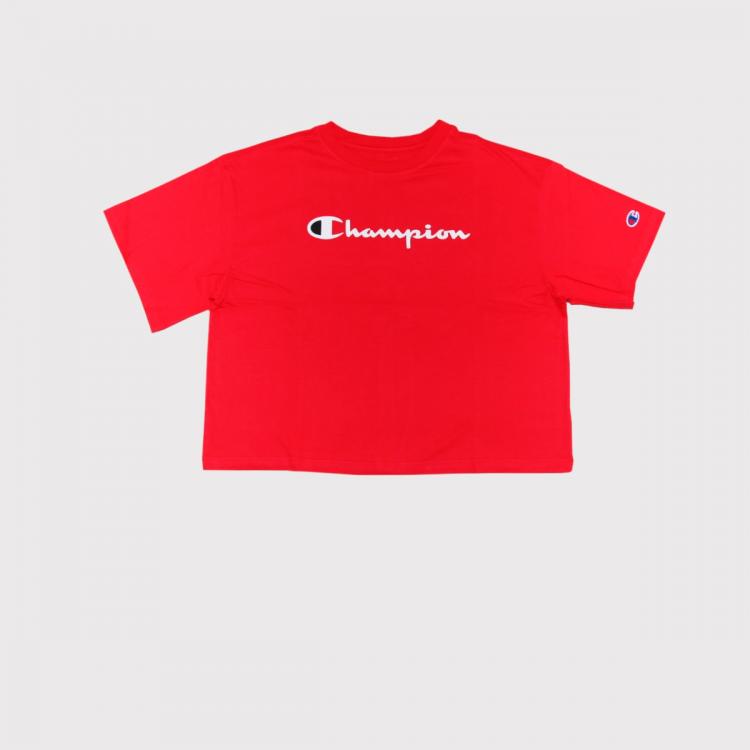 Camiseta Champion Cropped Logo Silk Red