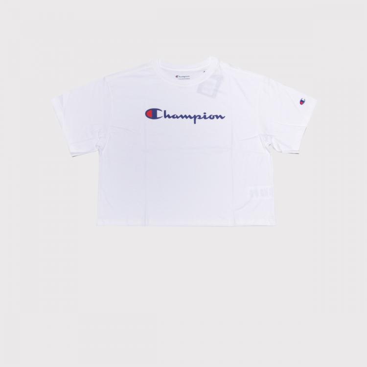 Camiseta Champion Cropped Logo Silk White