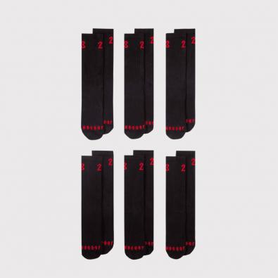 Meia Jordan Essentials Crew Socks (6 Pares) Black Red
