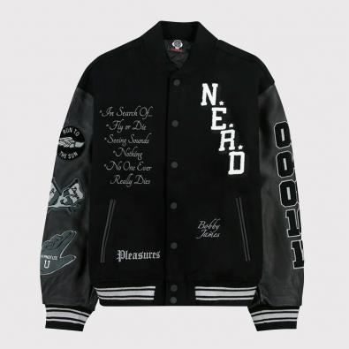Jaqueta Pleasures X NERD Varsity Jacket ''Black''